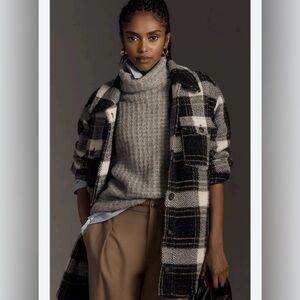 Anthropologie Greylin Eyelash Plaid Knit Shacket